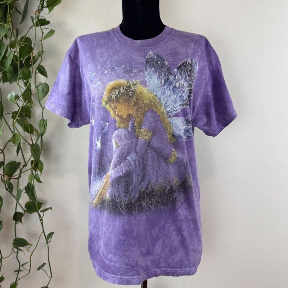 Vintage Y2K 'The Mountain' Fairy Purple Tie Dye T-Shirt, Fairycore 2003